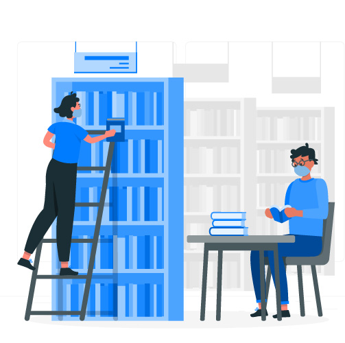 Personas en la biblioteca retorno Unibagué 2021